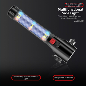 Ciocan auto multifuncțional cu lanternă solară – salvare, spargerea geamului, alarmă • OUDEW • aliaj de aluminiu • Zhejiang • 250 g