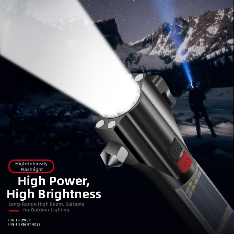 Ciocan auto multifuncțional cu lanternă solară – salvare, spargerea geamului, alarmă • OUDEW • aliaj de aluminiu • Zhejiang • 250 g