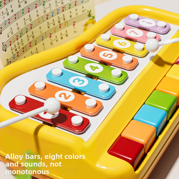 Xilofon din plastic cu opt taste pentru copii, jucărie educativă muzicală două în unu, pentru vârsta 4–6 ani
