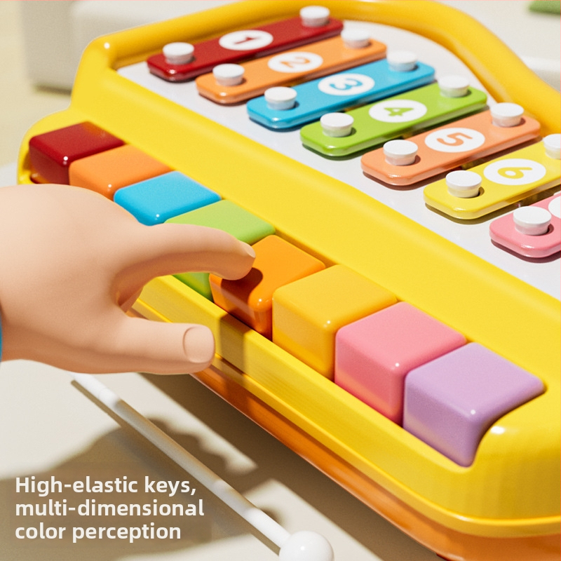 Xilofon din plastic cu opt taste pentru copii, jucărie educativă muzicală două în unu, pentru vârsta 4–6 ani