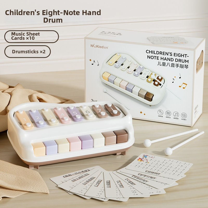 Xilofon din plastic cu opt taste pentru copii, jucărie educativă muzicală două în unu, pentru vârsta 4–6 ani