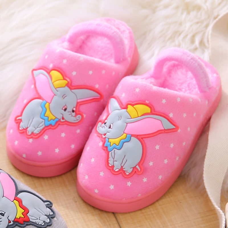 Dječje pamučne papuče za bebe 1–3 godine, uzorak s crtanim životinjama, unutarnje, protuklizna podstava, zima, gornji dio od pamuka, gumena podstava