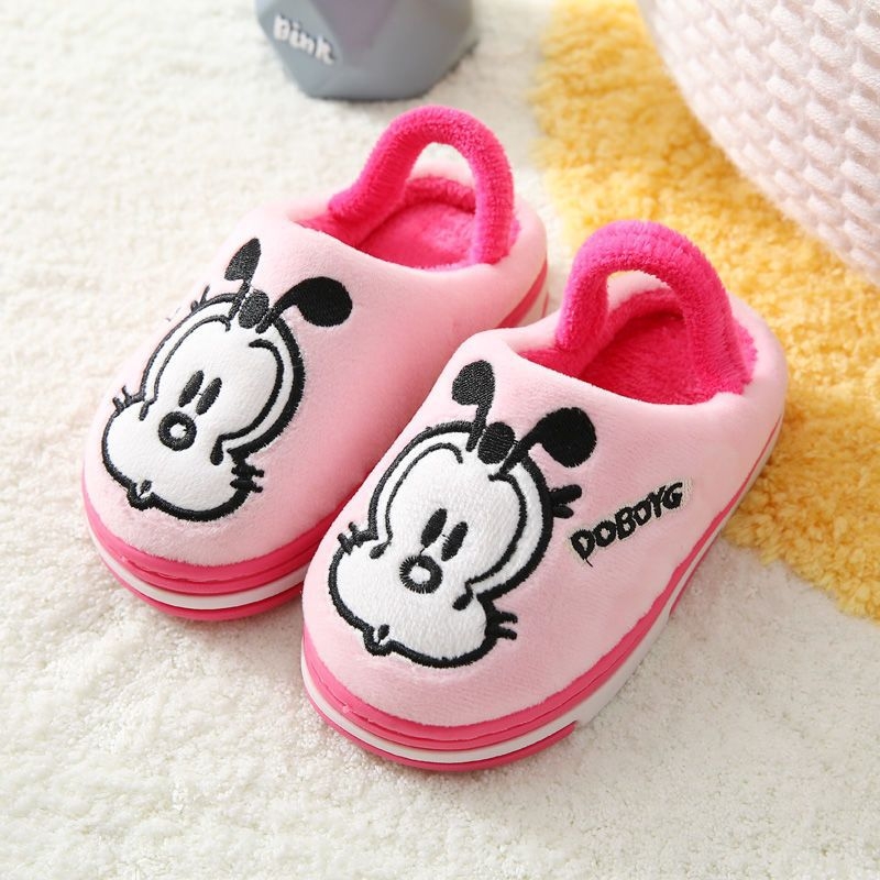 Dječje pamučne papuče za bebe 1–3 godine, uzorak s crtanim životinjama, unutarnje, protuklizna podstava, zima, gornji dio od pamuka, gumena podstava