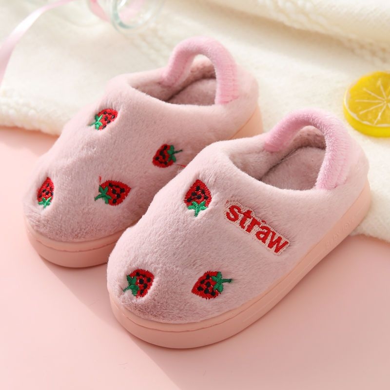 Dječje pamučne papuče za bebe 1–3 godine, uzorak s crtanim životinjama, unutarnje, protuklizna podstava, zima, gornji dio od pamuka, gumena podstava