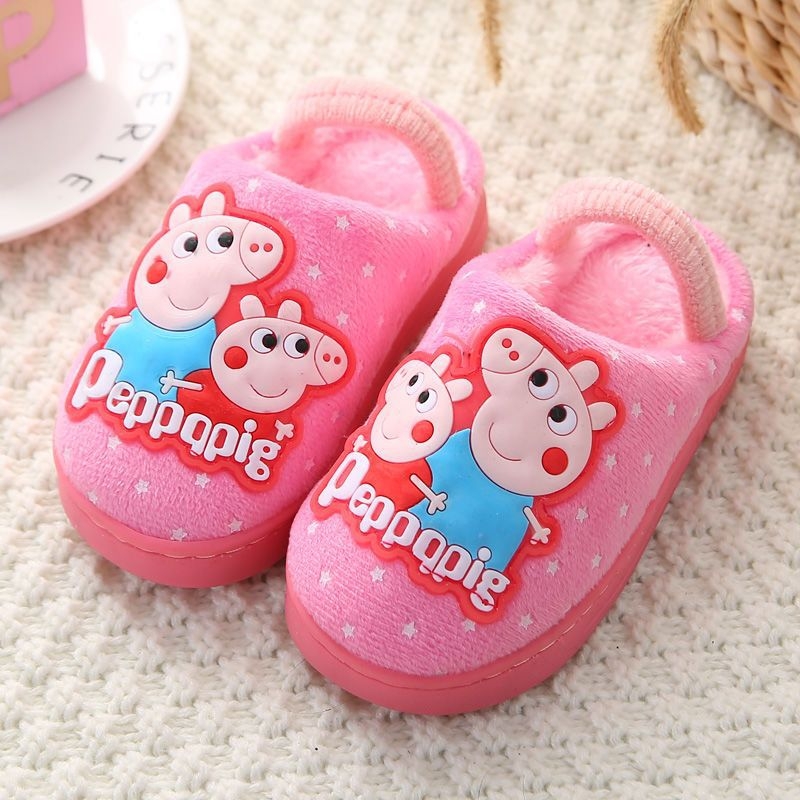 Dječje pamučne papuče za bebe 1–3 godine, uzorak s crtanim životinjama, unutarnje, protuklizna podstava, zima, gornji dio od pamuka, gumena podstava