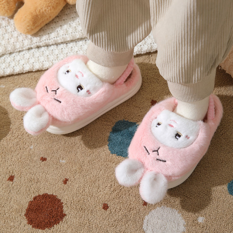 Dječje pamučne papuče za bebe 1–3 godine, uzorak s crtanim životinjama, unutarnje, protuklizna podstava, zima, gornji dio od pamuka, gumena podstava