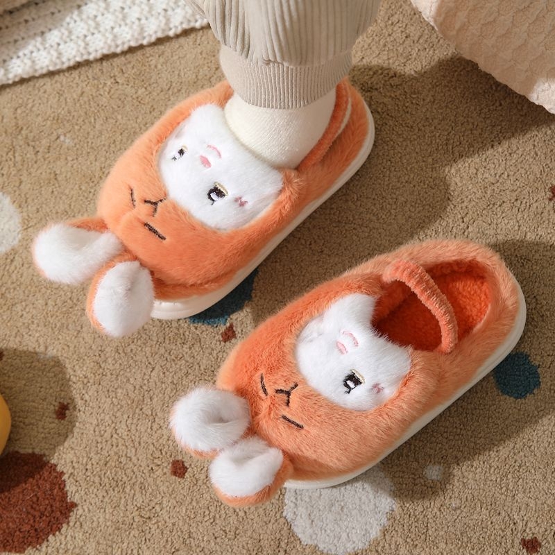 Dječje pamučne papuče za bebe 1–3 godine, uzorak s crtanim životinjama, unutarnje, protuklizna podstava, zima, gornji dio od pamuka, gumena podstava