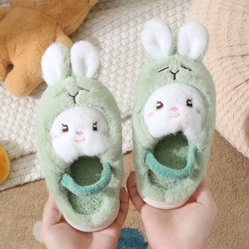 Dječje pamučne papuče za bebe 1–3 godine, uzorak s crtanim životinjama, unutarnje, protuklizna podstava, zima, gornji dio od pamuka, gumena podstava