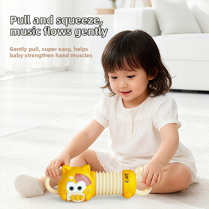 Jucărie muzicală cu acordeon din plastic pentru copii cu vârsta 4–6 ani, unisex, pian tras de mână pentru educație timpurie.