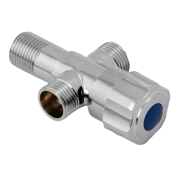 Háromutas réz szögletes szelep, 1 bemenet/2 kimenet, falba épített telepítés, működési nyomás 0,8–1,2 MPa