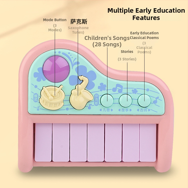 Jucărie pian pentru sugari – pian electronic din plastic Hengjia pentru 0–3 ani, jucărie electrică certificată 3C