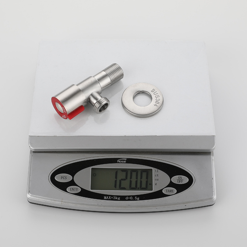 Ventil unghiular din oțel inoxidabil 304, montaj în perete, model s005, presiune de lucru 1,6 MPa, diametru interior 8 mm