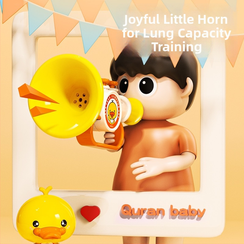 Mini trompetă-jucărie pentru bebeluși, cu rață galbenă – ABS, marcă Zhen Chao, pentru vârsta 0–3 ani, origine China
