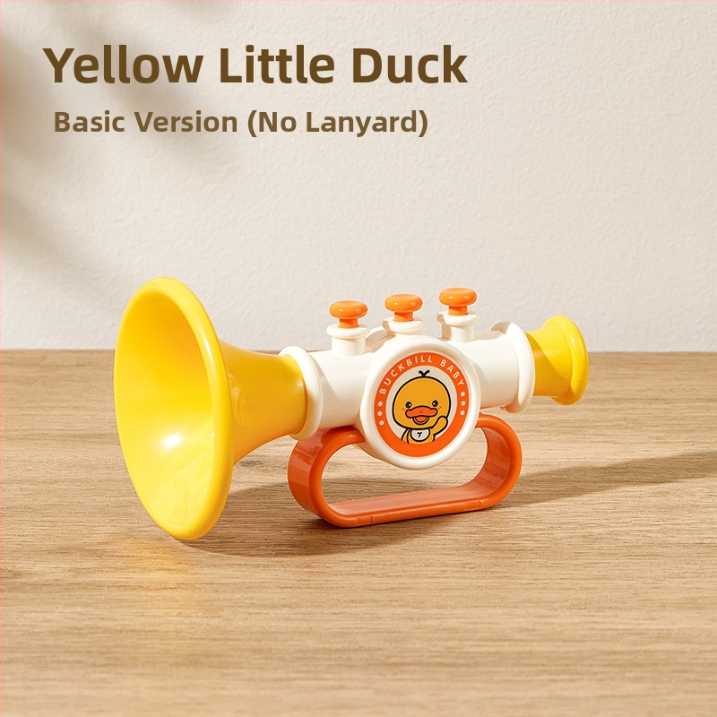 Mini trompetă-jucărie pentru bebeluși, cu rață galbenă – ABS, marcă Zhen Chao, pentru vârsta 0–3 ani, origine China