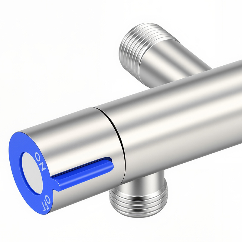 Conector robinet pentru mașina de spălat, 1 intrare, 2 ieșiri, robinet cu 3 căi, control dual, oțel inoxidabil, model 1040, Sibai show