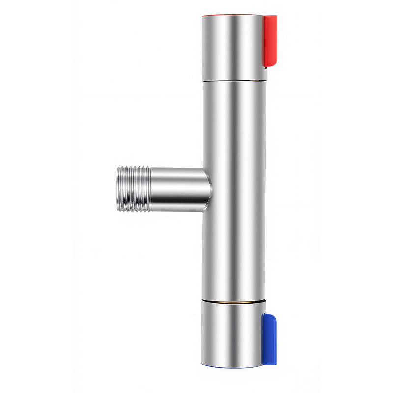 Conector robinet pentru mașina de spălat, 1 intrare, 2 ieșiri, robinet cu 3 căi, control dual, oțel inoxidabil, model 1040, Sibai show