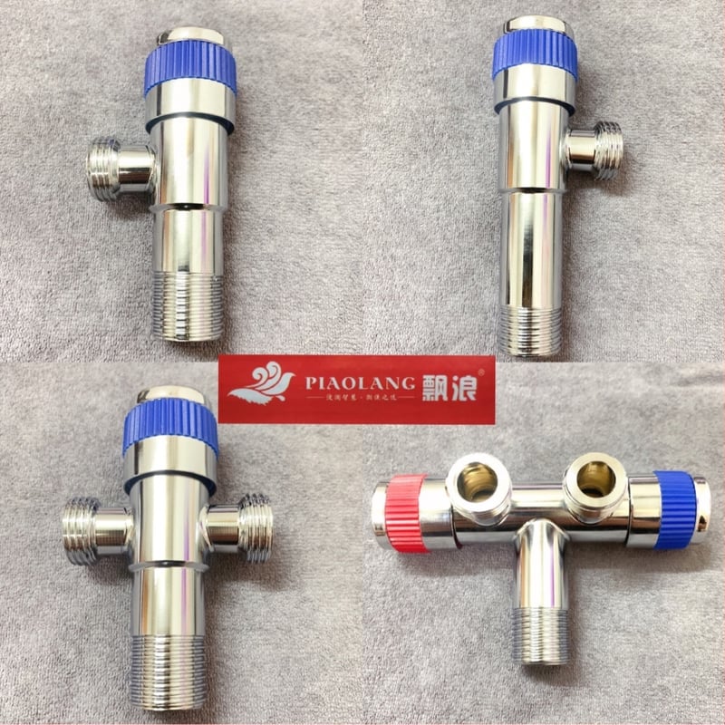 Supapă triunghiulară electroplacată din oțel inoxidabil pentru apă caldă și rece, 1 intrare, 2 ieșiri, supapă de întrerupere pentru boiler, CHOFOO/Qianfeng, stil Light Luxury