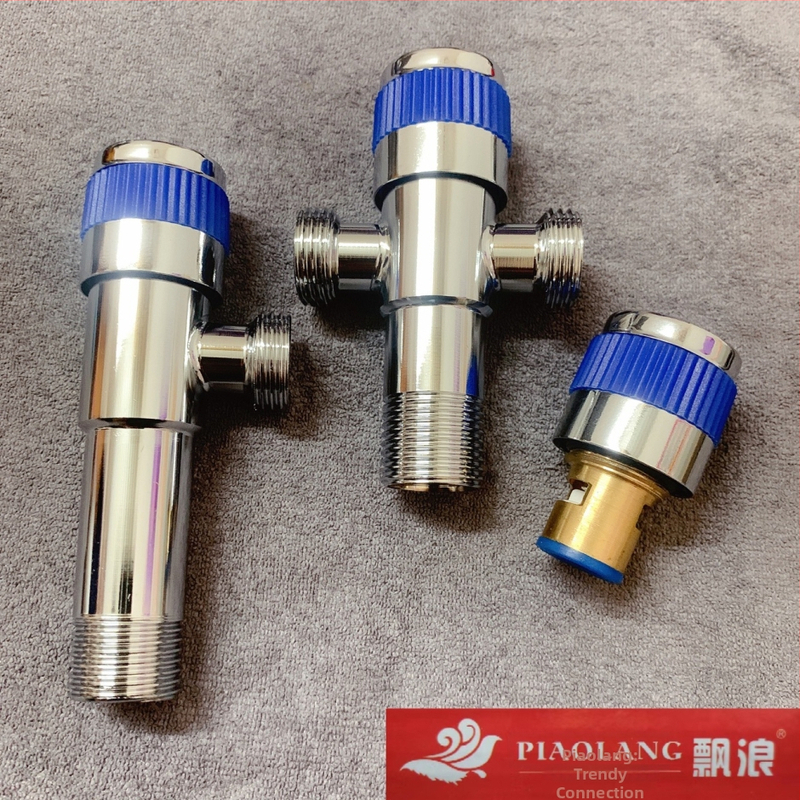 Supapă triunghiulară electroplacată din oțel inoxidabil pentru apă caldă și rece, 1 intrare, 2 ieșiri, supapă de întrerupere pentru boiler, CHOFOO/Qianfeng, stil Light Luxury