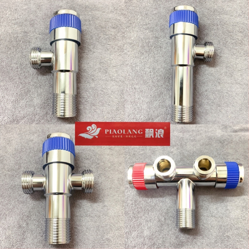 Supapă triunghiulară electroplacată din oțel inoxidabil pentru apă caldă și rece, 1 intrare, 2 ieșiri, supapă de întrerupere pentru boiler, CHOFOO/Qianfeng, stil Light Luxury