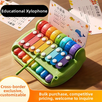 Xilofon cu opt tonuri, jucărie muzicală manuală pentru sugari și copii mici, instrument muzical 3 în 1 din plastic