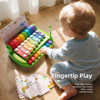 Xilofon cu opt tonuri, jucărie muzicală manuală pentru sugari și copii mici, instrument muzical 3 în 1 din plastic