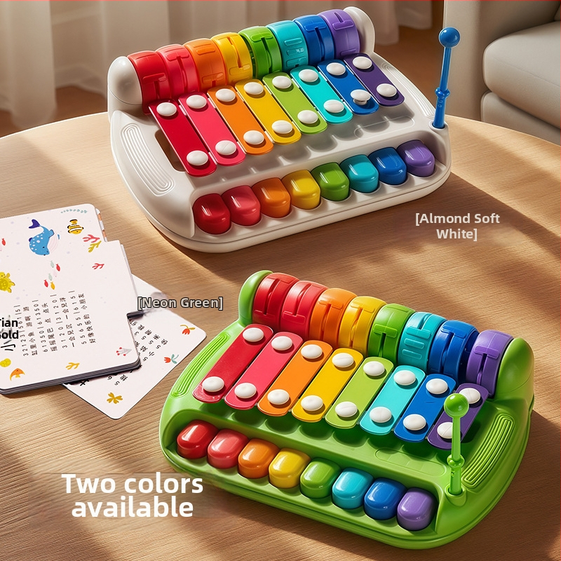 Xilofon cu opt tonuri, jucărie muzicală manuală pentru sugari și copii mici, instrument muzical 3 în 1 din plastic