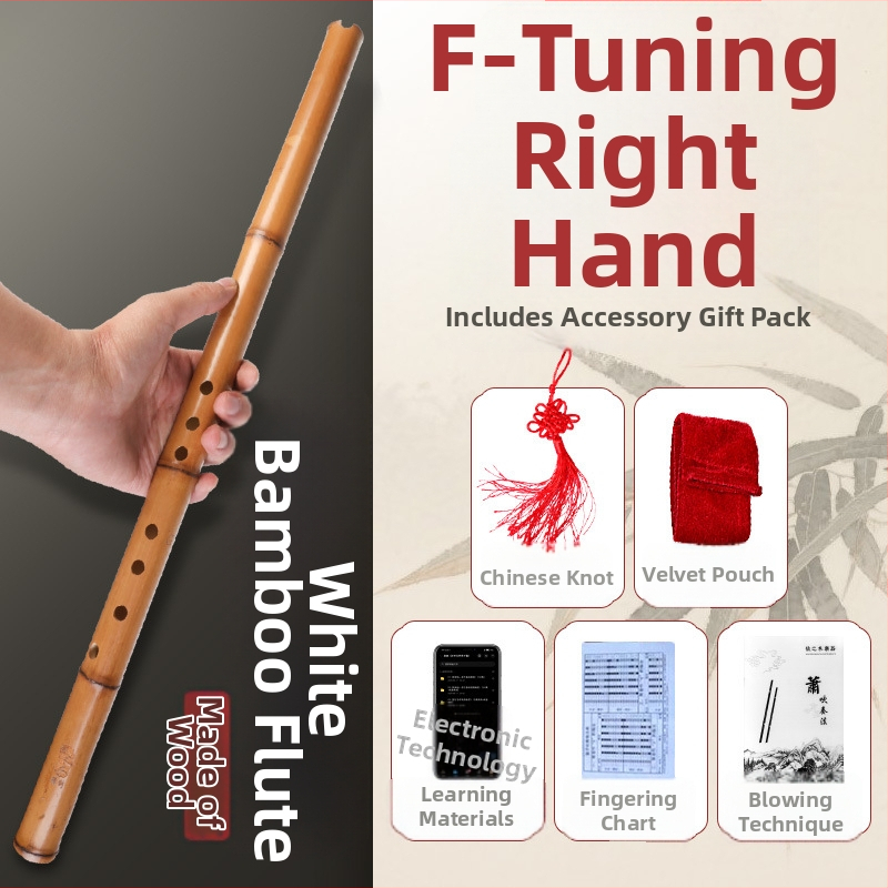 Flaută din bambus, scurtă, stil antic, 8 găuri, pentru începători, cheie F (8 găuri; scurtă; stil antic; pentru începători; cheie F)