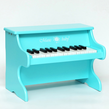 Pian de jucărie mecanic, cu 25 de taste, de birou, din lemn, marca musicbaby, pentru copii 4–6 ani.