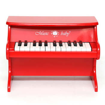 Pian de jucărie mecanic, cu 25 de taste, de birou, din lemn, marca musicbaby, pentru copii 4–6 ani.