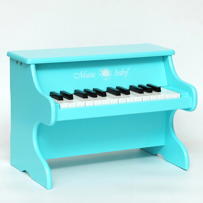 Pian de jucărie mecanic, cu 25 de taste, de birou, din lemn, marca musicbaby, pentru copii 4–6 ani.