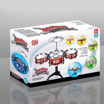 Детски джаз барабани – пластмасова конструкция, цветна опаковка, унисекс, възраст 15–35 г