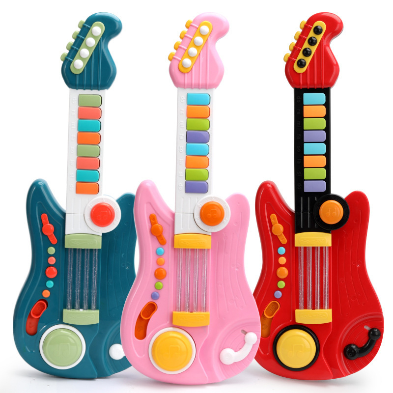 Dječja glazbena gitara-gračka, prijenosna i sklopiva, interaktivni plastični instrument za rani razvoj (4–6 godina)