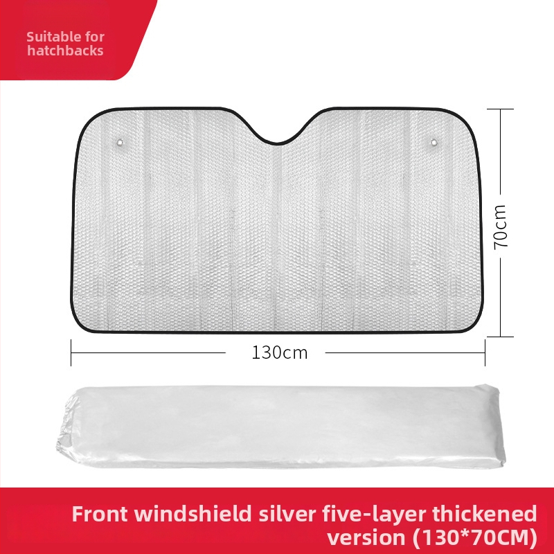 Protecție solară auto cu folie de aluminiu în 5 straturi pentru izolație termică, stil minimalist, fixare cu ventuză