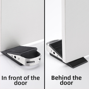 Plug pentru ușă, montat pe podea — cauciuc și oțel inoxidabil 304, finisaj periat, model BF-A933-SS, protecție împotriva vântului