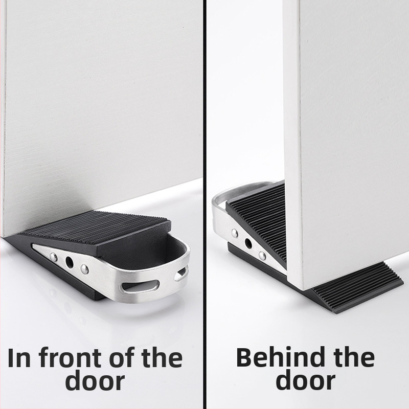 Plug pentru ușă, montat pe podea — cauciuc și oțel inoxidabil 304, finisaj periat, model BF-A933-SS, protecție împotriva vântului