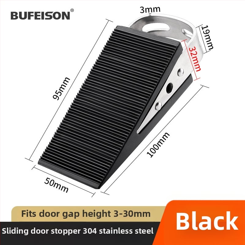 Plug pentru ușă, montat pe podea — cauciuc și oțel inoxidabil 304, finisaj periat, model BF-A933-SS, protecție împotriva vântului