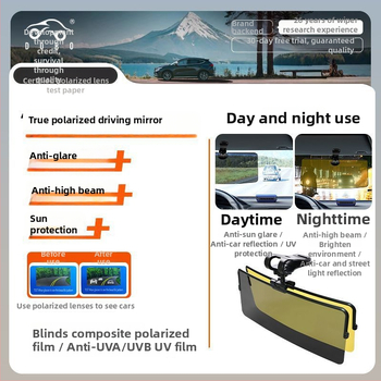 Oglindă auto anti-orbire zi/noapte, parasolar auto, din plastic, montaj încorporat, compatibil universal