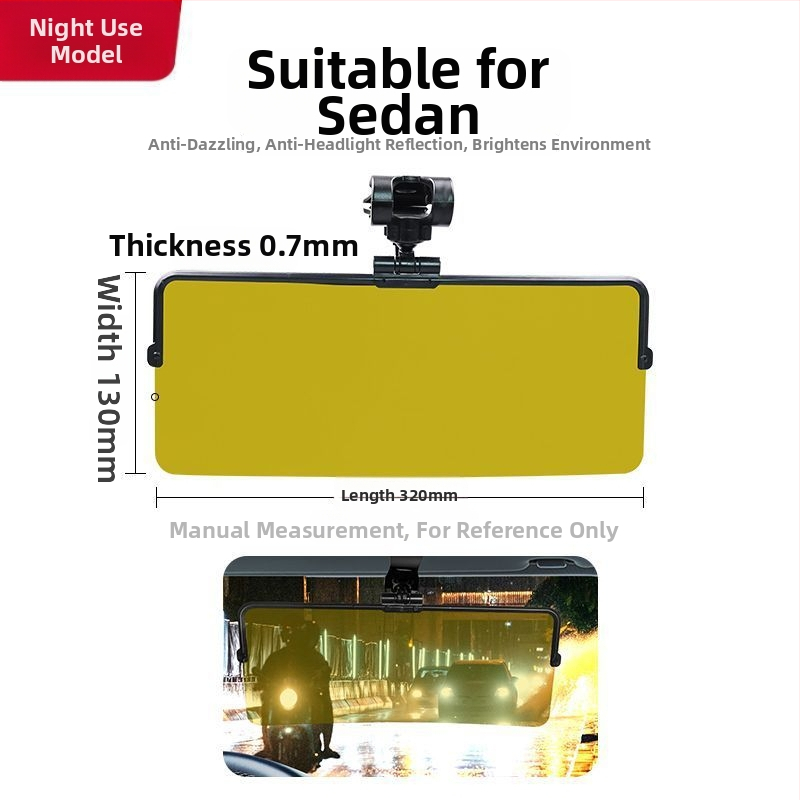 Oglindă auto anti-orbire zi/noapte, parasolar auto, din plastic, montaj încorporat, compatibil universal