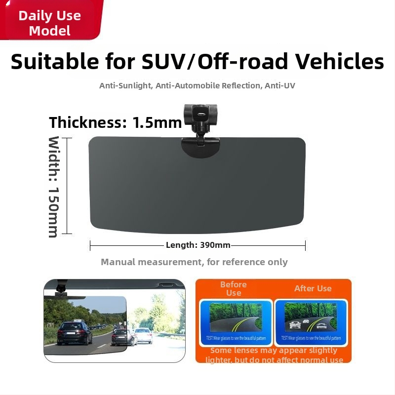 Oglindă auto anti-orbire zi/noapte, parasolar auto, din plastic, montaj încorporat, compatibil universal