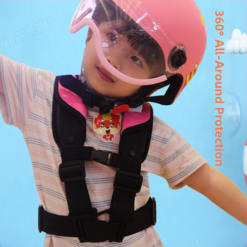 Vestă de siguranță pentru copii pentru ciclism - material poliester, proiectată pentru siguranța copiilor în timpul mersului.