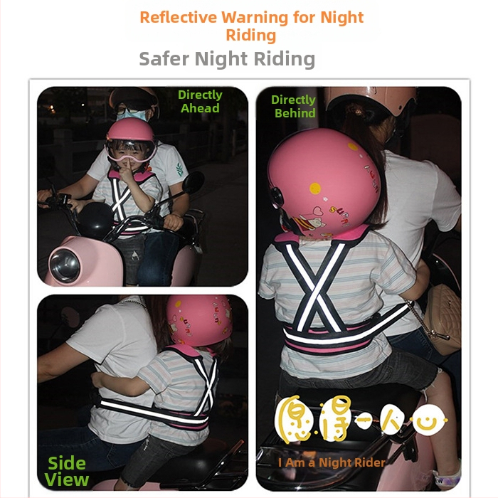 Vestă de siguranță pentru copii pentru ciclism - material poliester, proiectată pentru siguranța copiilor în timpul mersului.