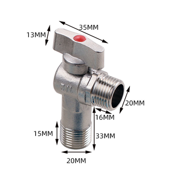 Valvă unghiulară centrală cu debit mare, corp din cupru, montaj pe perete, pentru toaletă și boiler, presiune de lucru 0,8 MPa