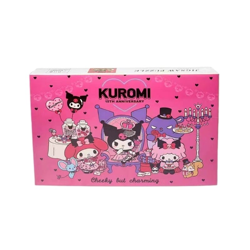 Puzzle 1000 de piese cu panda desen animat într-un iaz cu lotus, puzzle plat, 14+