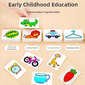 Set educațional de carduri-puzzle 3D pentru învățare timpurie - carduri din hârtie, ambalate în cutie - pentru copii 4-6 ani - unisex - Brand Qiwang