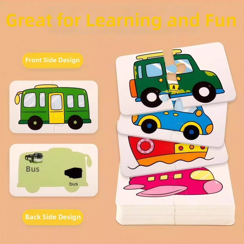 Set educațional de carduri-puzzle 3D pentru învățare timpurie - carduri din hârtie, ambalate în cutie - pentru copii 4-6 ani - unisex - Brand Qiwang