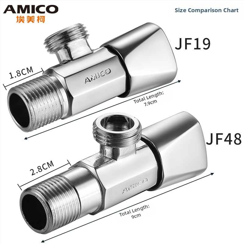 Amico supapă triunghiulară din alamă, JF, DN15s, filet exterior, 180 g