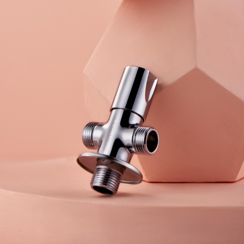 Valvă unghiulară Jomoo, 3 căi, model 74085-580, cupru, montaj filet, design modern