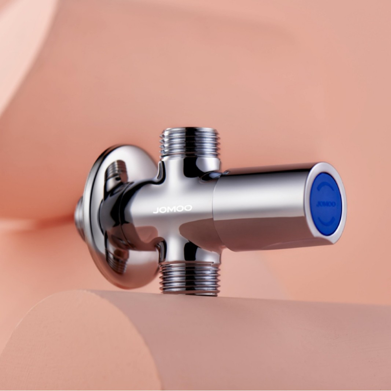 Valvă unghiulară Jomoo, 3 căi, model 74085-580, cupru, montaj filet, design modern