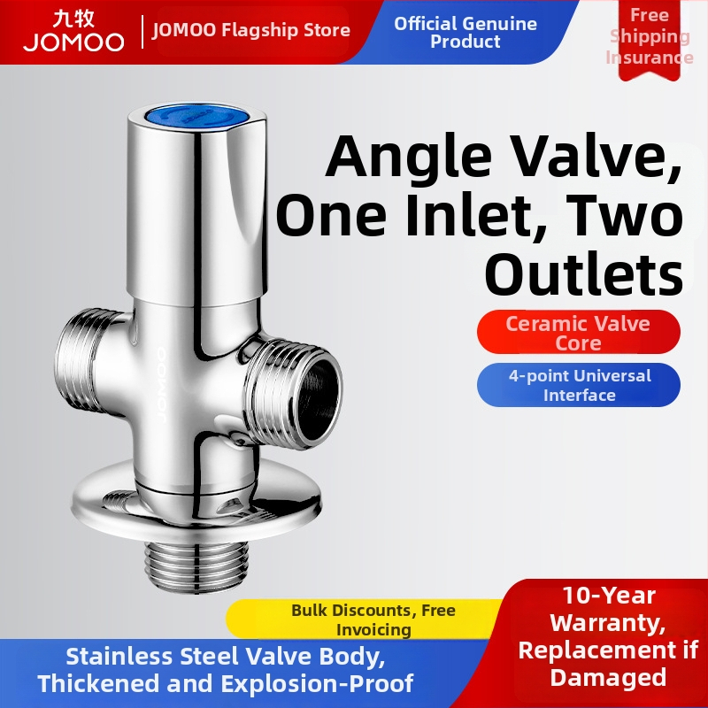 Valvă unghiulară Jomoo, 3 căi, model 74085-580, cupru, montaj filet, design modern