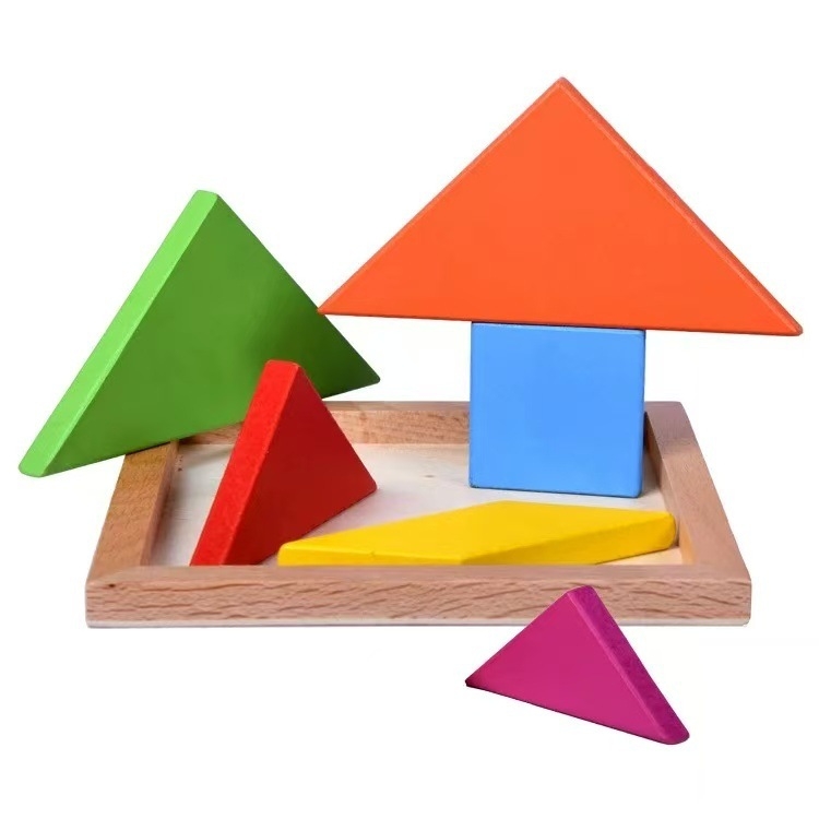 Drveni Tangram – trodimenzionalna slagalica, edukativna igračka, DIY-prijateljska, za uzrast 7–14